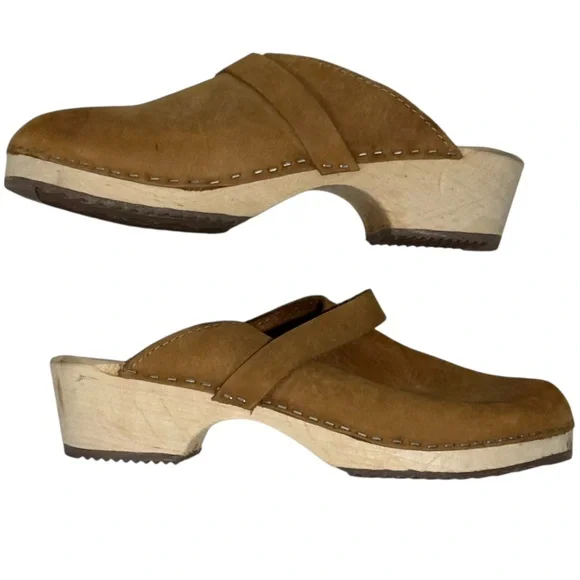 Lotta from Stockholm Lottas Classic Swedish Clogs Camel Nubuck Leather 40 US 9.5 - Picture 9 of 9